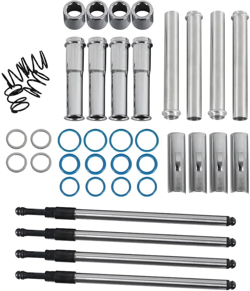 Complete Adjustable Pushrods & Cover Kit Chrome Push Rod Kits Set Replacement for 1999-2017 Harley Davidson Twin Cam 99-17(excludes 2017 Touring)