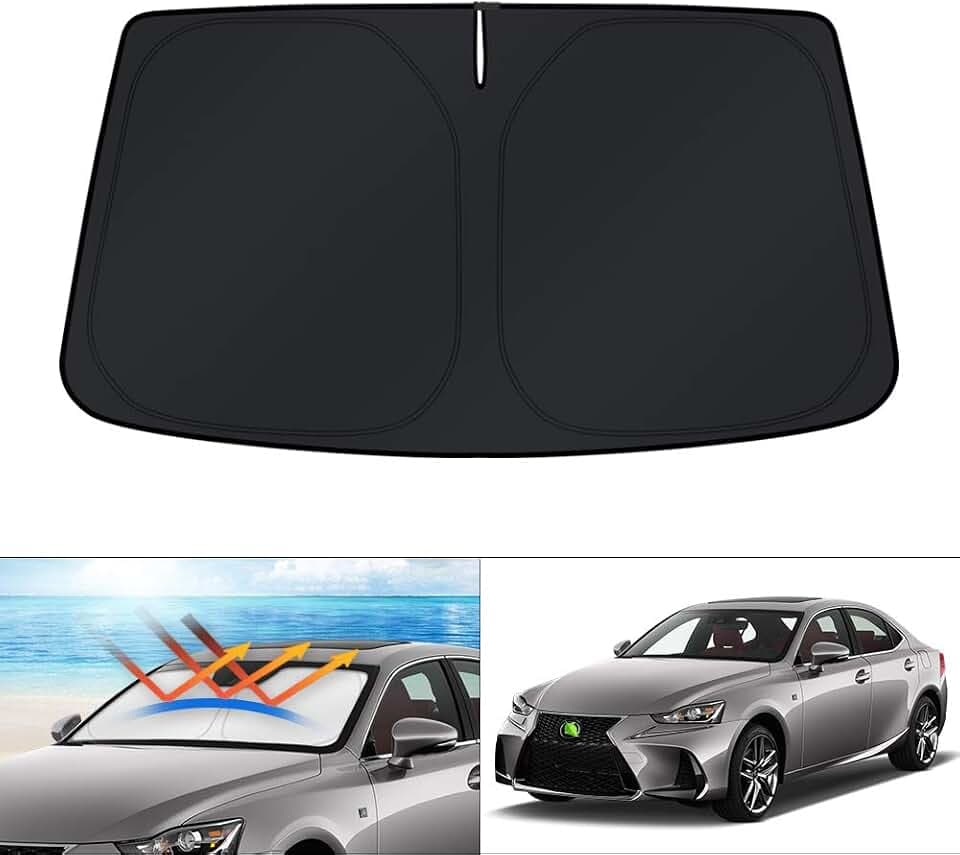 KUST Windshield Sun Shade for Lexus IS300/IS350/IS500/IS250/IS200t 2014-2026 Custom Fit Shade Accessories Foldable Sun Visor Protector Blocks UV Rays Keep Car Cooler (NOT for Lexus RX, ES)