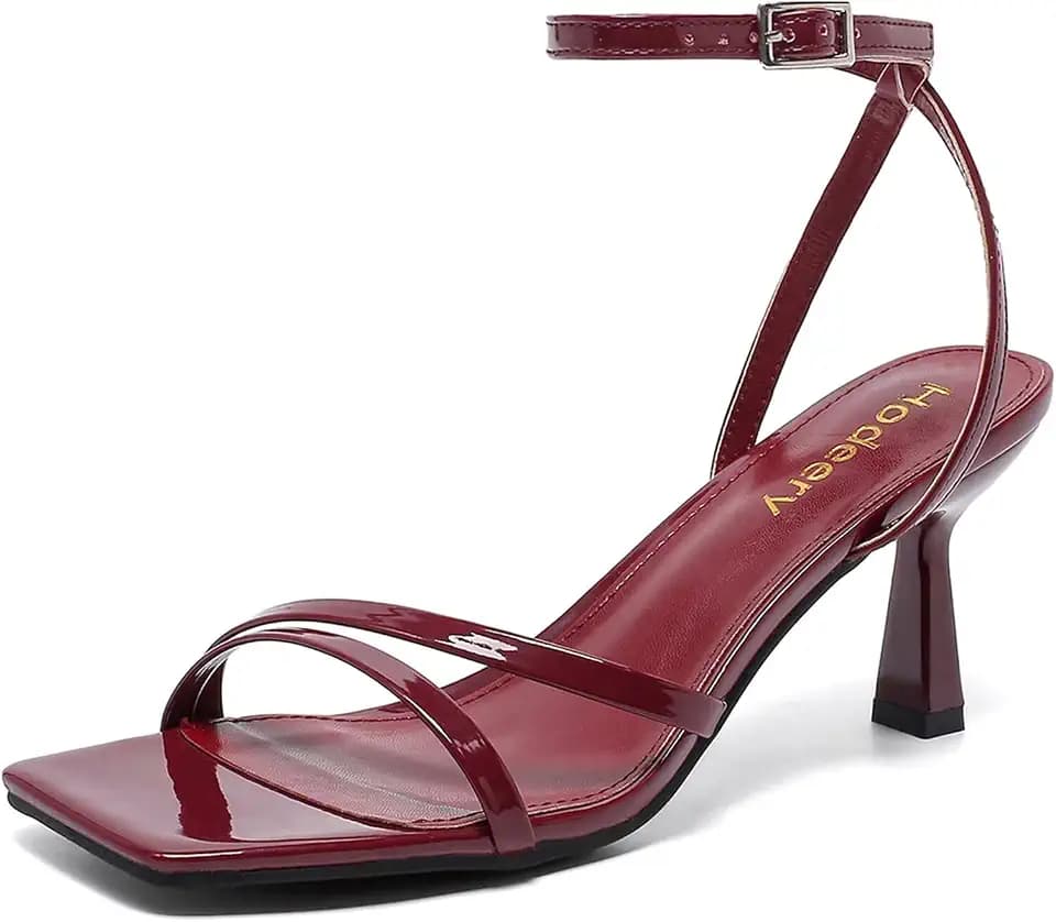 Strappy Heels for Women Square Open Toe 2.7 Inch