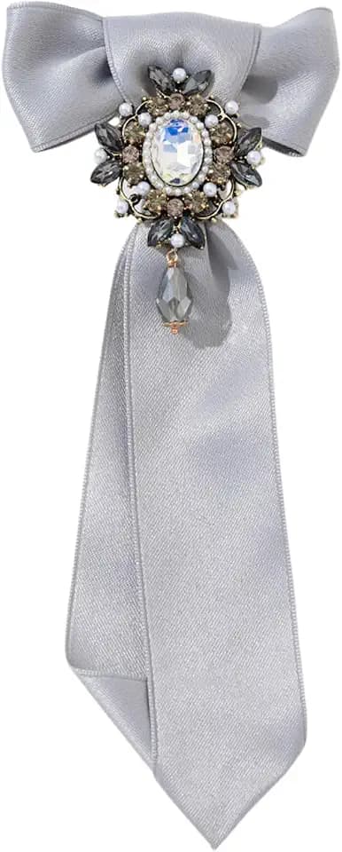 Ties for Women Crystal Bow Tie Solid Womens Tie Clip on Tie Black Tie
