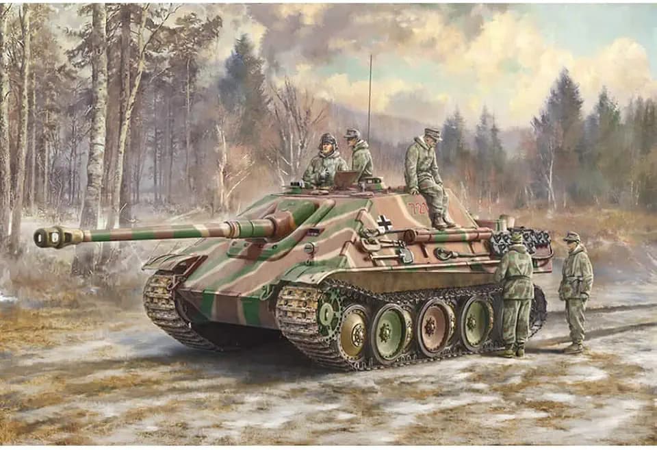 Italeri 510006564-1:35 Sd.Kfz.173 Jagdpanther+Winter Crew, Modellbau, Bausatz, Standmodellbau, Basteln, Hobby, Kleben, Plastikbausatz