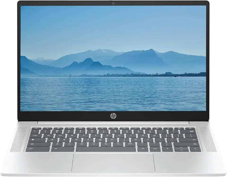 HP 2026 Lightweight Portable Chromebook, 14'' HD IPS Display, Intel Quad-Core N Processor Up to 3.70GHz, 4GB DDR5, 128GB SSD Storage, Ultra-Fast 6th Gen WiFi, Chrome OS, Pastel Silver, Renewed