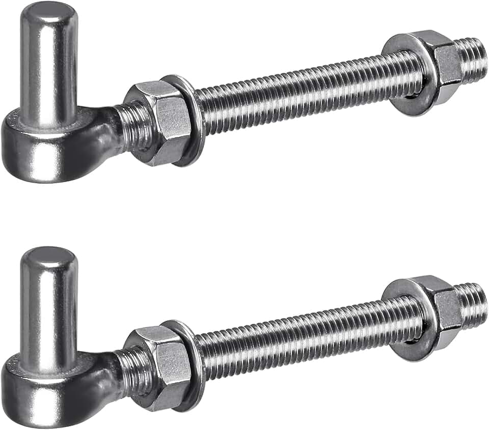 Insaga M16x 6'' J-Bolt Gate Hinge, 304 Stainless Steel J-Bolt Post Hinge for Farm Gate, 5/8" Male Pin J-Bolt Hinge for Chain Link Fence Gate, Gate Hinges for Metal Gates (2Pcs)