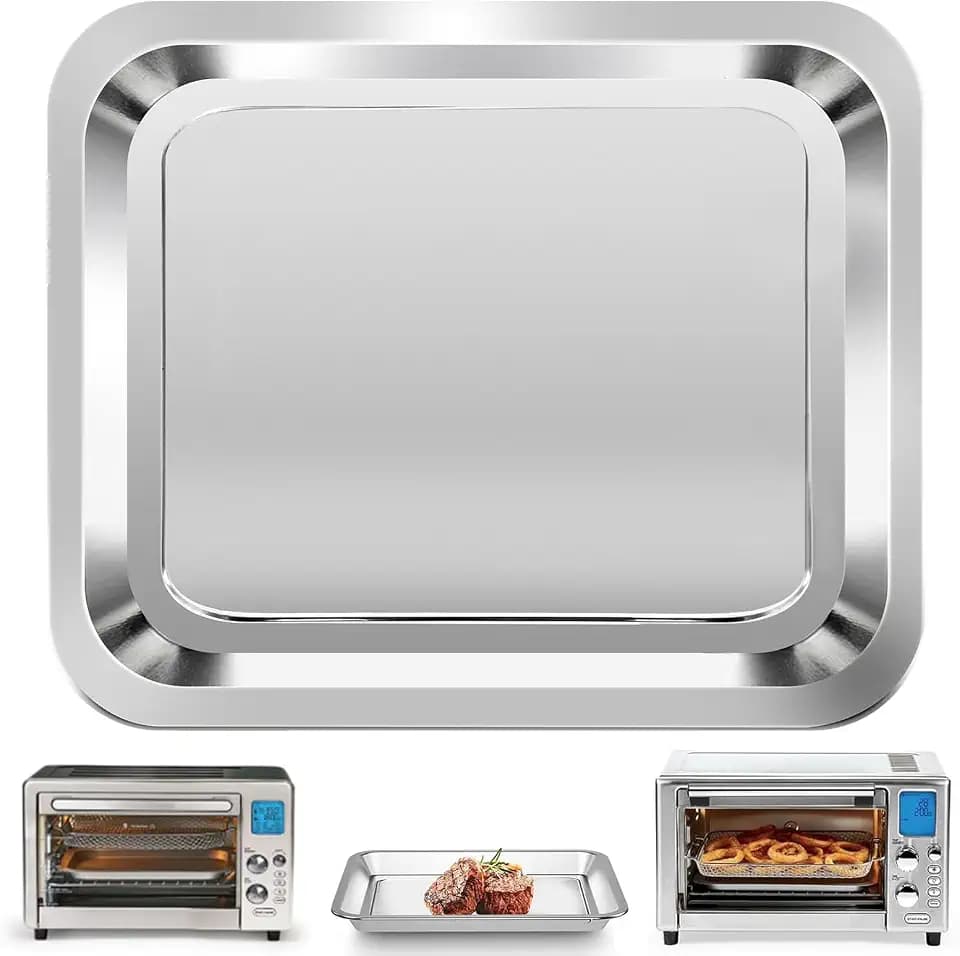GCQ Air Fryer Tray for Emeril Lagasse Everyday 360 Air Fryer, 12''×10'' Stainless Steel Air Fryer Accessories Tray Bake Pan Replacement Parts, Not fit for Emeril Lagasse 26 QT 25 QT French Door