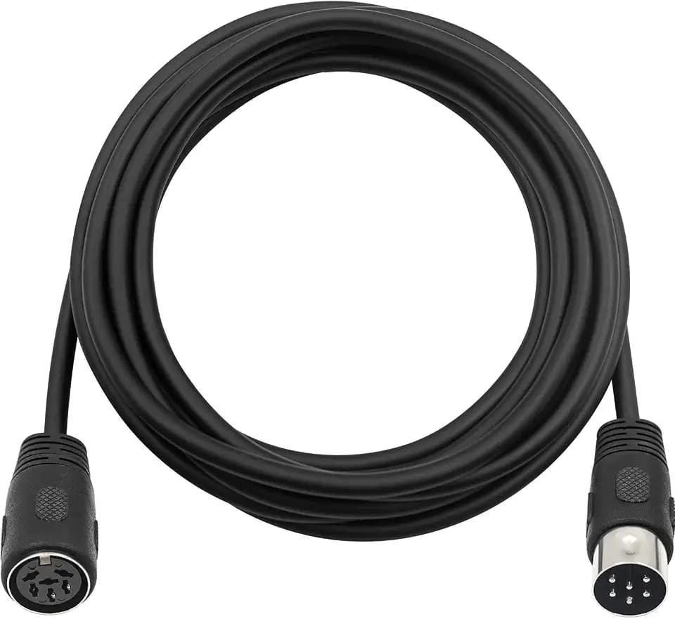 Poyiccot DIN 6 PIN Extension Cable, 9.8 feet 6 PIN DIN Male to Female Plug AV Adapter Audio Socket for Digital Audio Devices, Black