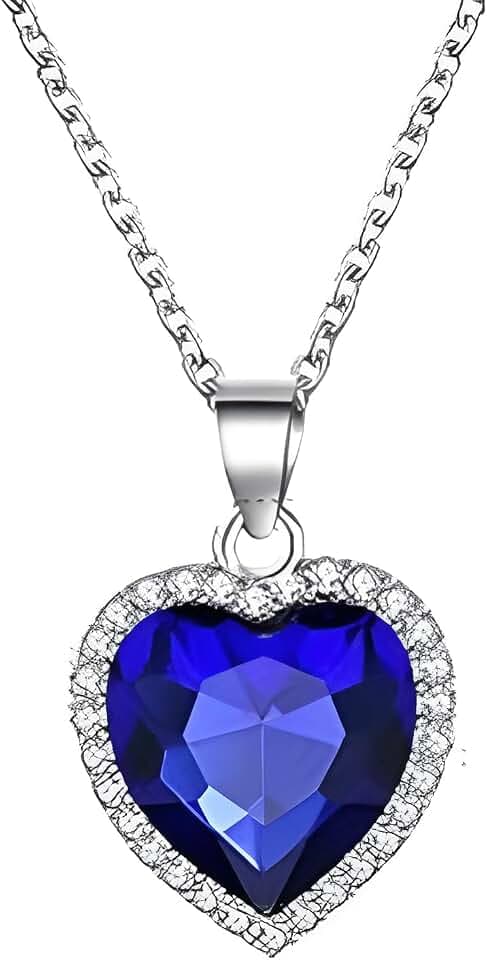 925 Sterling Silver Heart Of The Ocean Necklace For Women, Titanic Heart Of Ocean Crystal Rhinestone Heart Sharped Pendant, Titanic Necklace Heart Of The Ocean, Rose Titanic Necklace