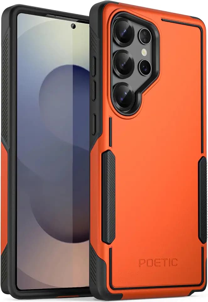 Poetic Neon Case for Samsung Galaxy S25 Ultra 5G, Dual Layer Heavy Duty Rugged Lightweight Slim Shockproof Protective Cover Phone Case, Orange