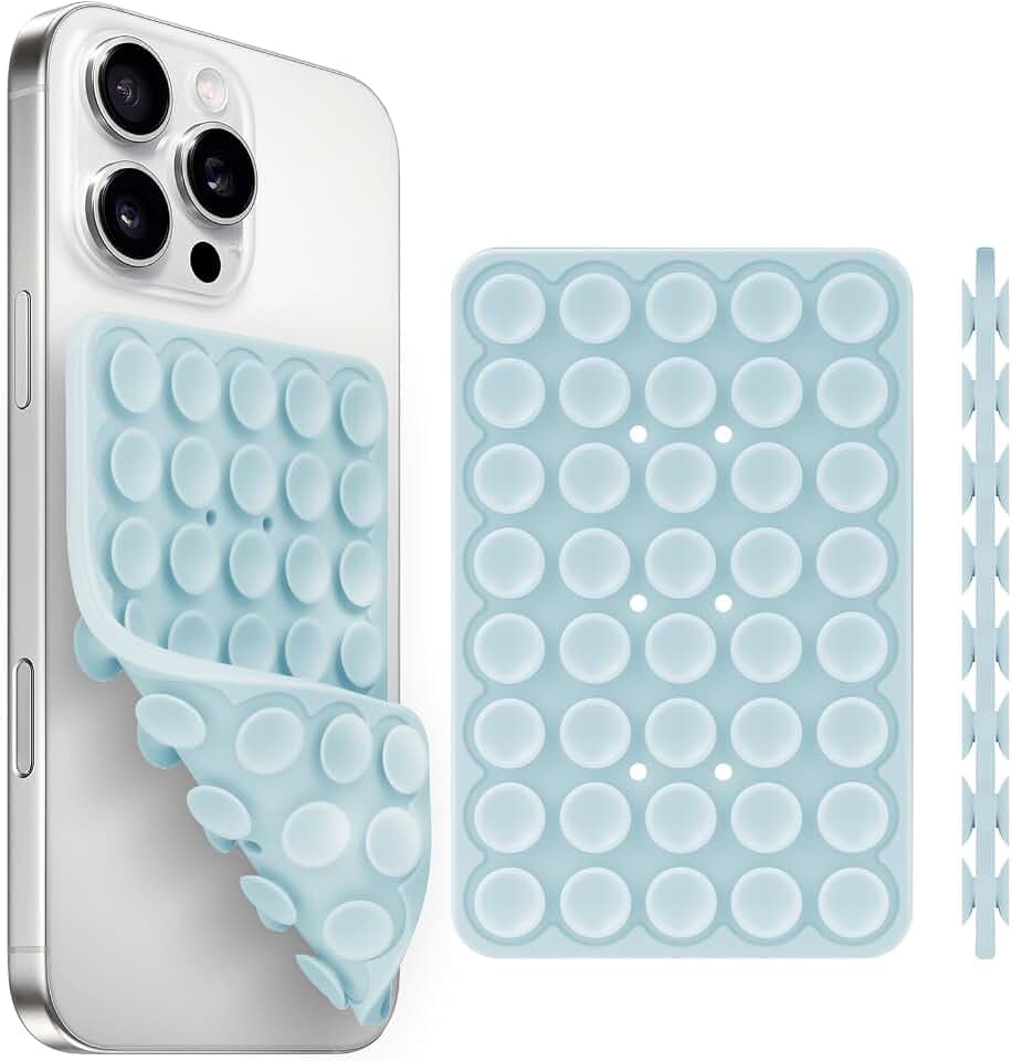 Yojaro Silicone Suction Cup Phone Case Mount Double Sided, Phone Accessories Hands-Free Strong Grip Holder for Selfies and Videos, Silicon Phone Stand for iPhone and Android Light Blue