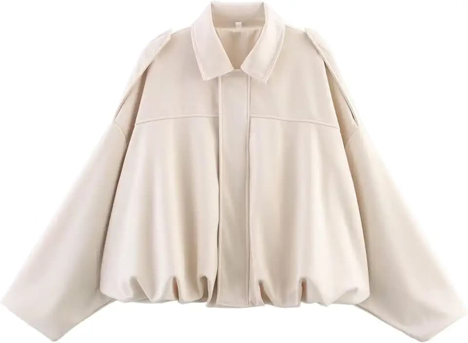 Xunger Women's Faux Suede Bomber Jacket Spring Lapel Pilot Coat Casual Oversized Long Sleeves Trendy Streetwear Outerwear
