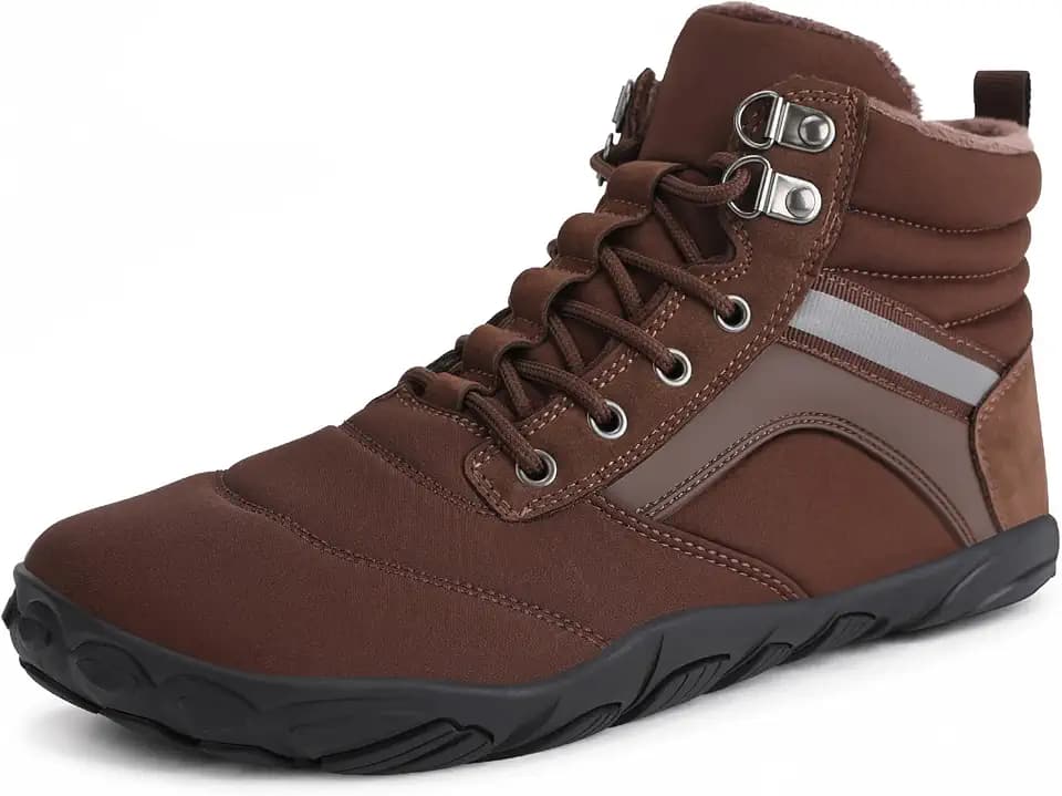 Womens Mens Winter Barefoot Boots Warm Minimalist Wide Toe Box Snow Boots Zero Drop Sole Outdoor Water Resistant Ankle Booties