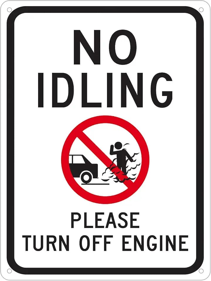 KENSILO Please Turn Off Engine with No Idling Tin Signs Metal Poster Wall Decor Warning Sign 16 x 12 inches
