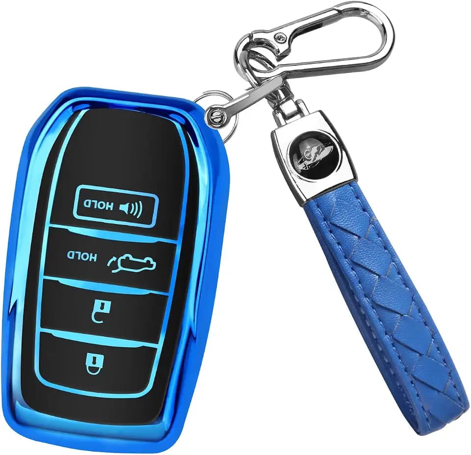 QBUC for Toyota TPU Protective Smart Remote Key Fob Cover 4-Button (Blue)
