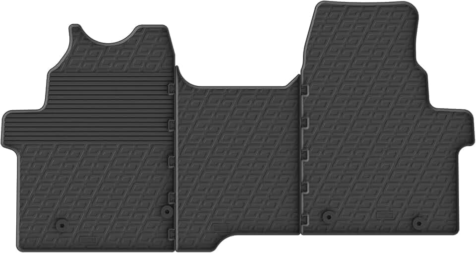 Gledring Satz Gummimatten passgenau | kompatibel mit Ford Transit Custom Furgon 2023- (manuell, Sitz/Bank)/VW T7 Transporter 2024- (G-Profil 3-tlg. + Montageclips)