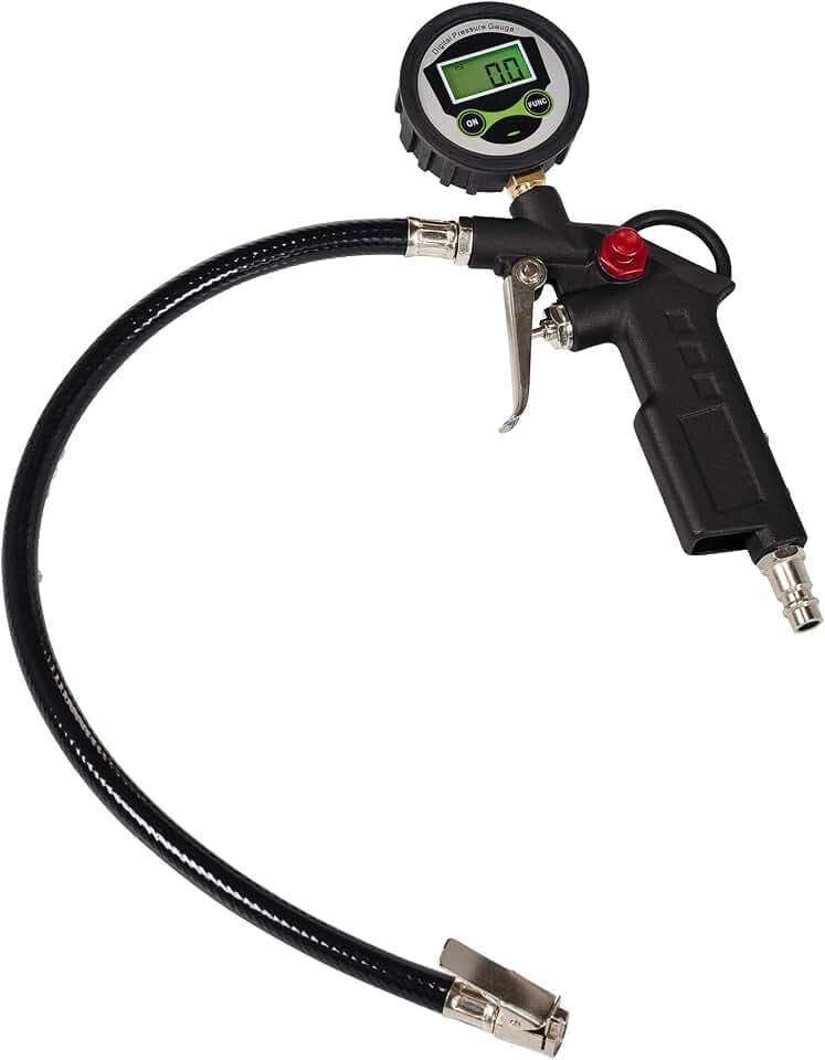 Original Einhell Reifenfüllmesser digital (Kompressor-Zubehör, digitales Manometer, Arbeitsdruck 0-13 bar, Ablassventil, 40 cm Schlauch)
