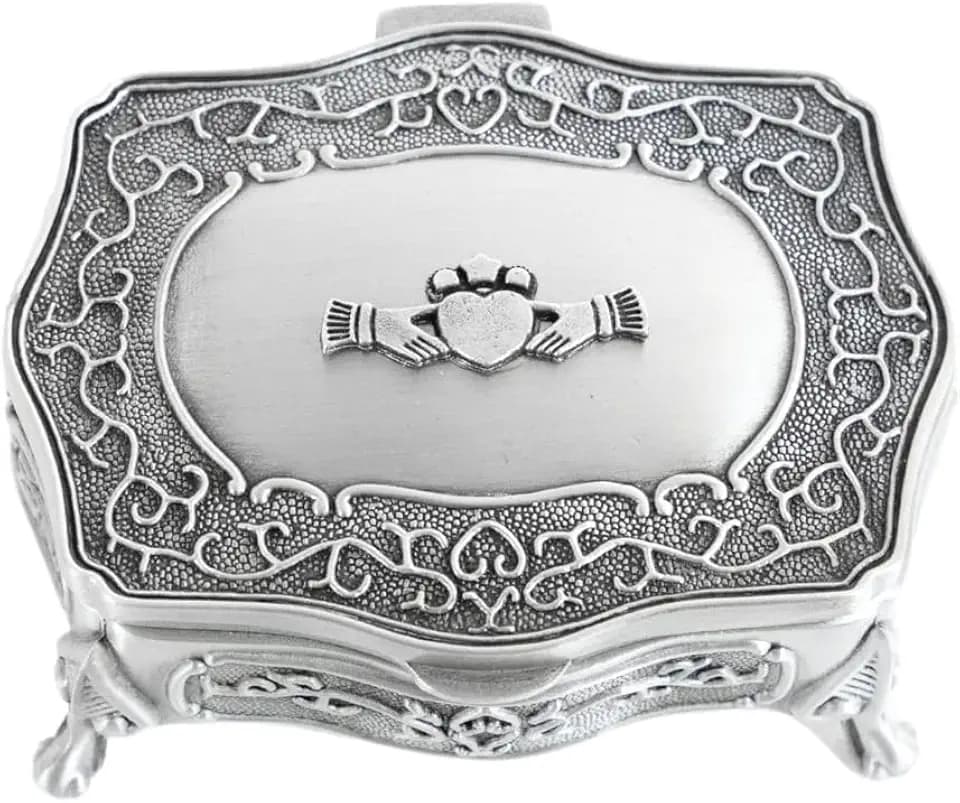 Briomhar Irish Claddagh Jewelry Box - Celtic Pewter Made in Ireland - Large