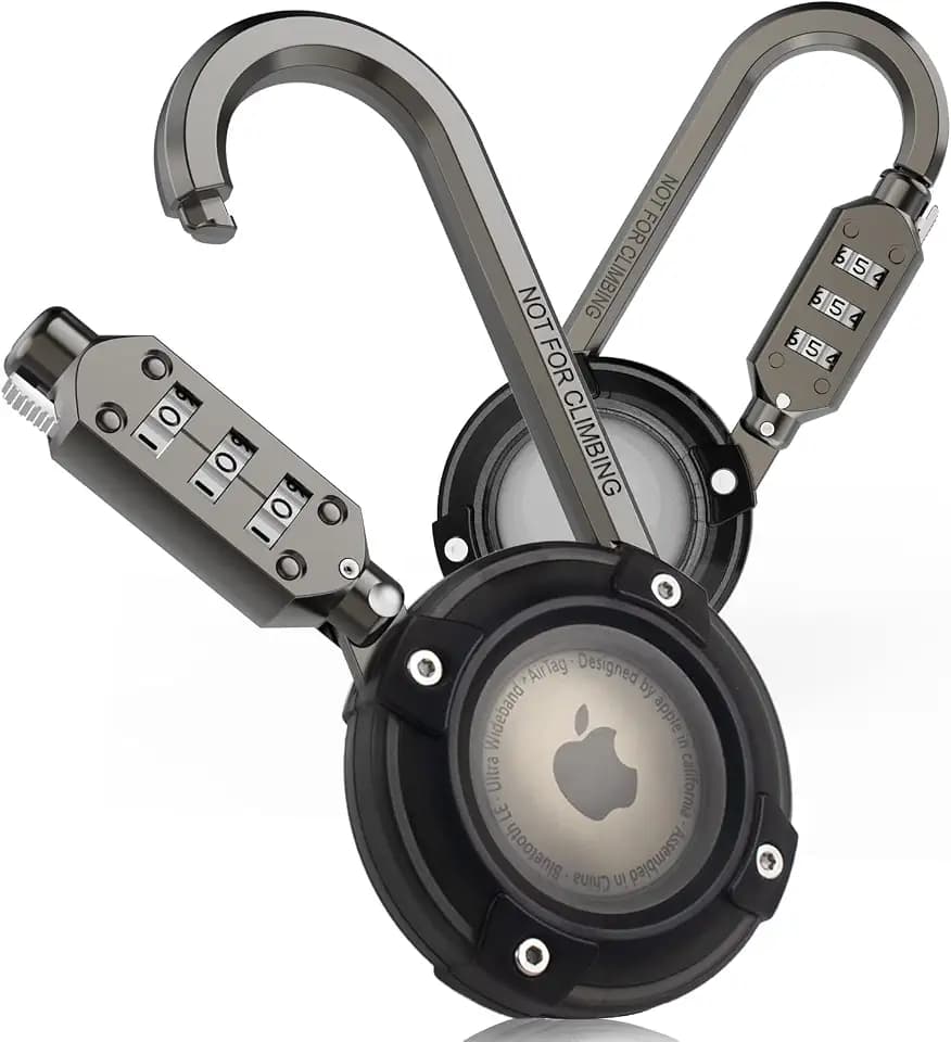 Airtag-Halterung Mit 3-stelligem Zahlenschloss - Schützende Hülle Mit Metall-Karabiner, Fahrradhalterungsschloss für Diebstahlschutz, Apple Zubehör für Gepäck, Rucksäcke