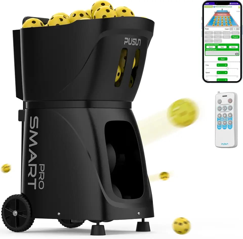 Smart Pickleball Machine PP-Smart Pro - APP Controlled Auto Feed, 10 Training Modes, 85 Ball Capacity, 4-6Hr Battery Life, Suitable for All Level Players