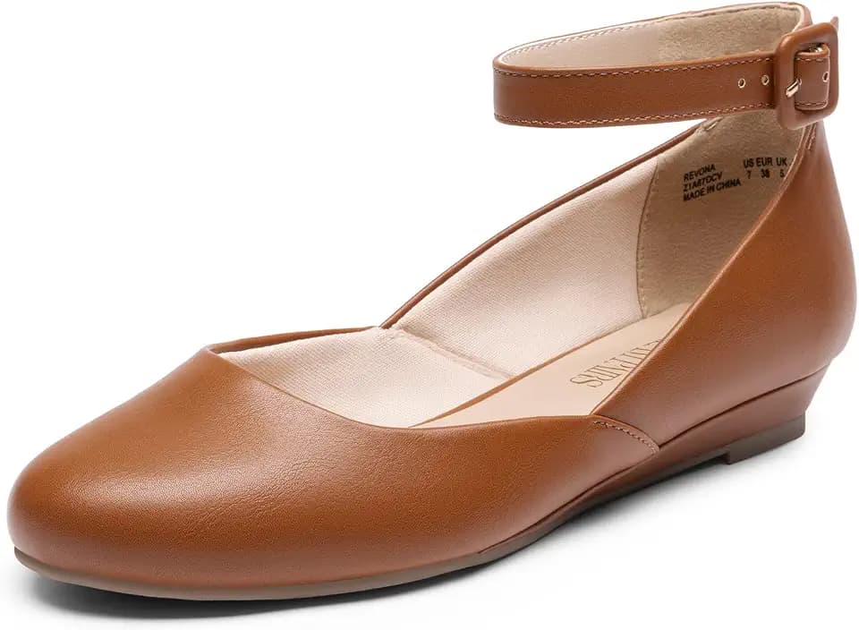 DREAM PAIRS Women's Dress Flats Ballet Low Wedge