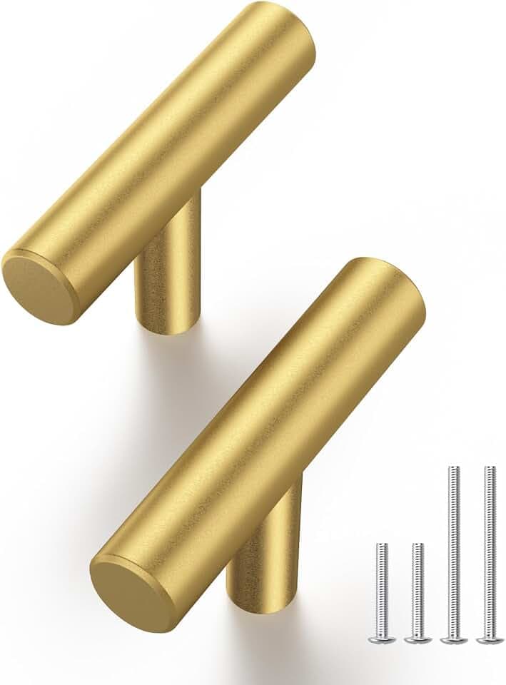 Haliwu 20 Pack T Bar Gold Cabinet Knobs Kitchen Cabinet Knobs for Drawer