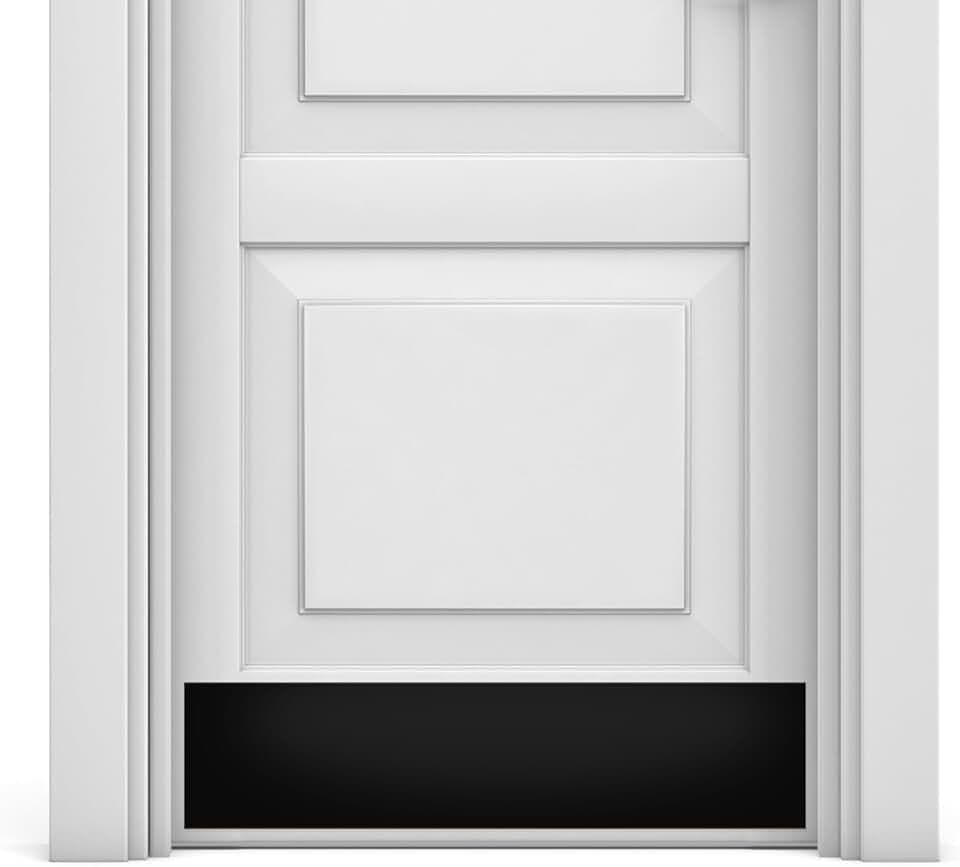 Deck The Door Decor Premium Door Kick Plate – Kwik Plate Mounting – No Drill Protective Door Plate for Interior & Exterior Doors - Made in USA - 8x32", Satin Black