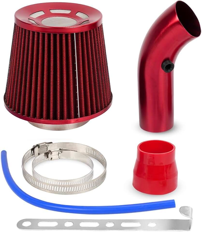 BARTOO 3'' Cold Air Intake Kit Automotive Cold Air Intake Pipe Filter Red