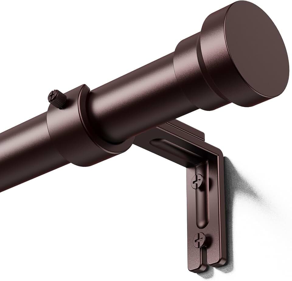 YaFex Curtain Rods 32-170 Inch, Heavy Duty 1 Inch Adjustable Curtain Rod for Windows, Bronze Brown Extra Long Window Treatment Rods, Modern Design, Easy Installation