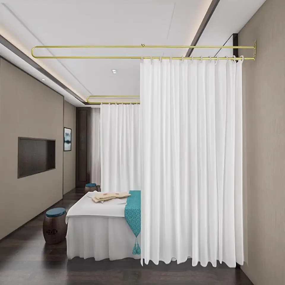 petour U-Form Raumteiler 2m Wandmontage Sichtschutz Trennwand Vorhänge