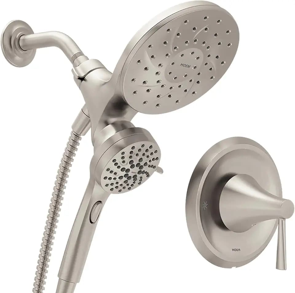 Moen Ronan Spot Resist Brushed Nickel Single-Handle 6-Spray Tub and Shower Faucet with Valve, Magnetix Handheld Showerhead and 6-Inch Rainshower, 82025SRN