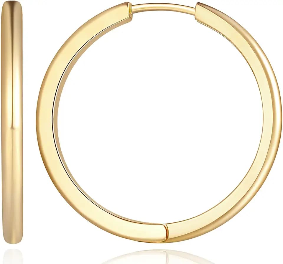 Gold Hoop Earrings 14K Gold Hoop Earrings for Women Minimalist Huggie Hoops Earring for Womens Hoops Earring Elegance 30mm