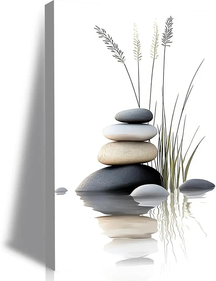 Zen Stacked Stone Minimalist Zen Canvas Framed Wall Art Ready To Hang