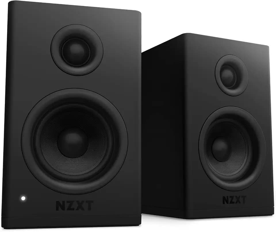 NZXT Relay PC-Gaming-Desktop-Lautsprecher – AP-SPKB2-EU - Full-Range-Sound – 80 Watt – Hoher Dynamikbereich – Seidenkalotten-Hochtöner – Glasfaser-Tieftöner– Schwarz