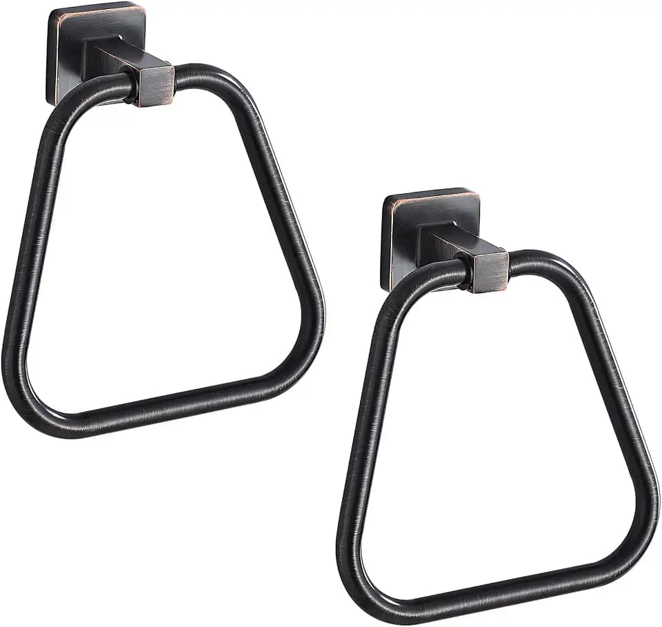 Oil Rubbed Bronze Towel Ring for Bathroom 2 Pack, Kitchen Bath Towel Holder Hangers Wall Mount Heavy Duty Stainless Steel