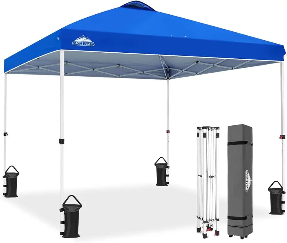 EAGLE PEAK 10x10 Pop Up Canopy Tent Easy Up Canopy Outdoor, Blue