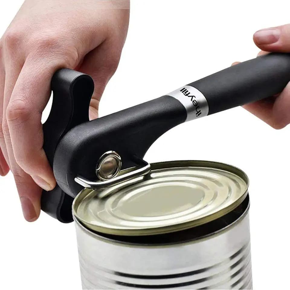 Sicherheits dosenöffner,Edelstahl,Ergonomisches Rutschfestes Design mit glattem Rand,Schneidet ohne scharfe Kanten,Deckel kann wieder aufgelegt werden