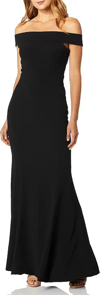 Dress The Population Women's Logan Off Shoulder Sweetheart Bodycon Long Gown Dress W Slit