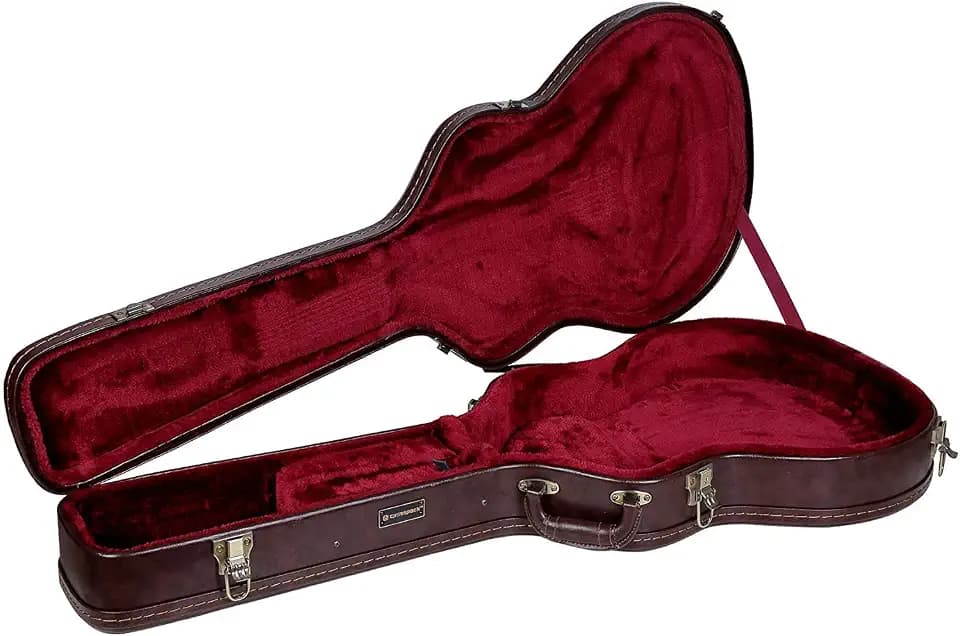 Crossrock Holzkoffer für 335-Style 6-Saiter Semihollow – Edelstahlriegel, Schwammpolster, Metallfüße, Stauraum – Vintagebraun (CRW620SABR)