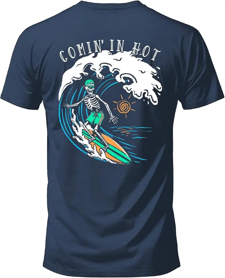 Salty Bones Comin' in Hot Surfer Ocean Wave Beach Graphic T-Shirt, Classic Fit, Printed in USA