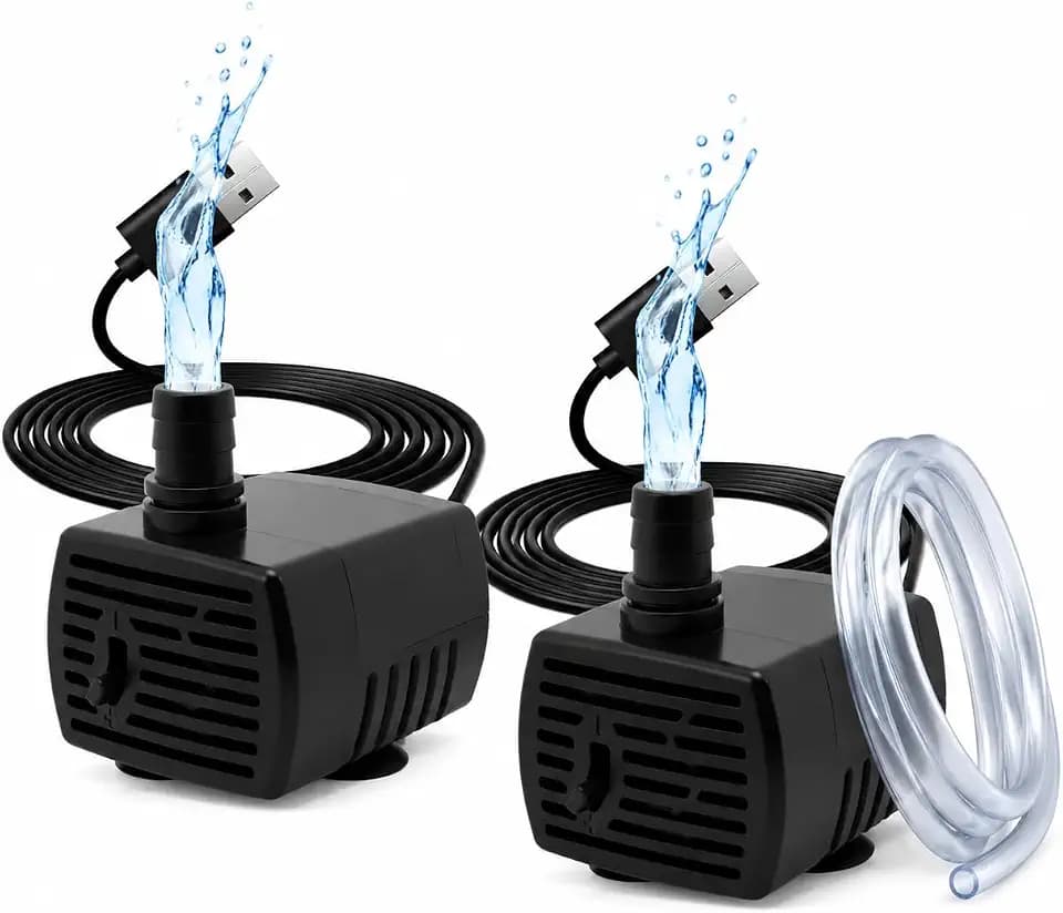 2 Pack USB Water Pump, 5V Mini Submersible Pump with 1M Tubing
