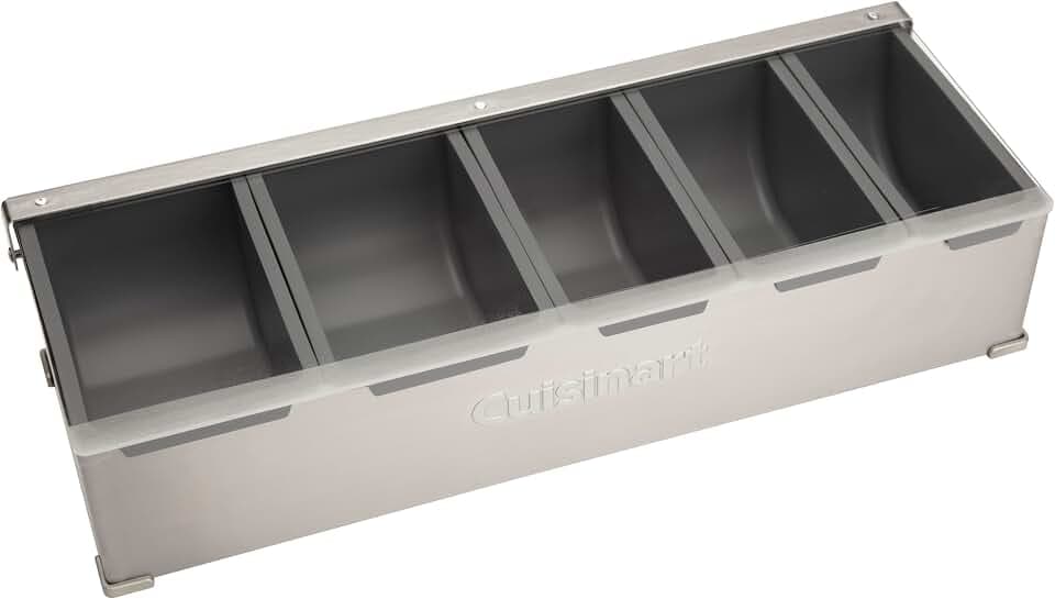 Cuisinart Condiment & Topping Station, 5 Dishwasher Safe Containers for Toppings & Condiments, Versatile Fresh Food Prep Station with Clear Lid, Perfect for BBQs, Burgers, Tacos, Pizza & Omelets