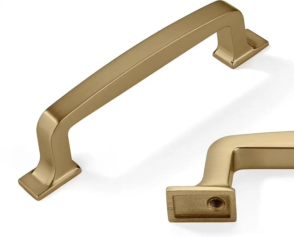 10 Pack Champagne Bronze Cabinet Pulls 3-3/4 Inch(96mm) Hole Center Vintage Satin Brass Cabinet Hardware Kitchen Cabinet Handles for Bathroom Drawer Pulls Dresser Pulls.