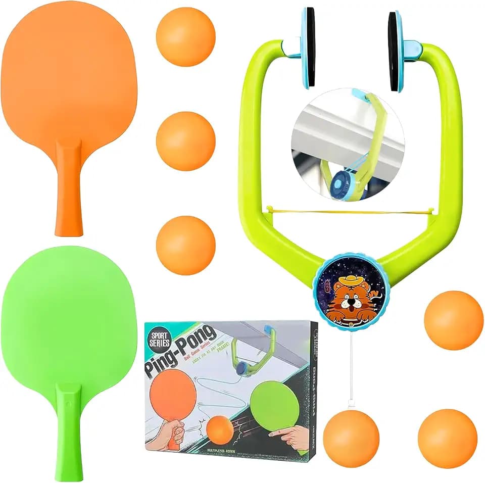 Tür-Pingpong-Spiel Über Der Tür, Hängender Tischtennis Trainer Set, Door Ping Pong Game mit Schläger und Bälle, Verstellbarer Hängendes Tischtennis, Pingpong-Trainer, für Übungs Familienspiele