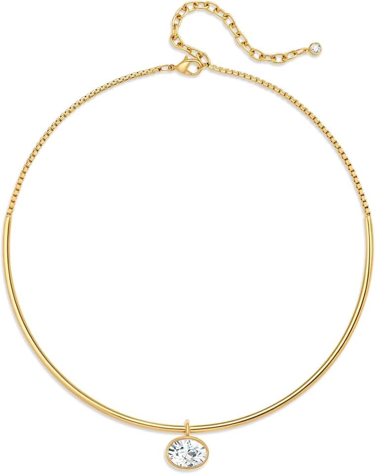 14K Gold Plated Collar Choker Necklace for Women Charm Jewelry