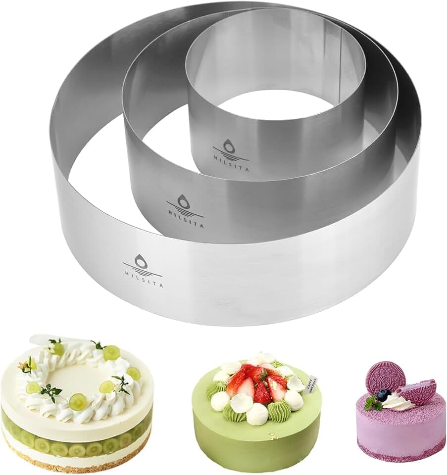 Kuchen Ringe Set, 4, 6, 8 Zoll, Höhe 6cm, Tortenring, Edelstahl Gebäck Backrahmen Rund, Kuchen Mousse Machen Formen für Käsekuchen, Breton Dessertringe