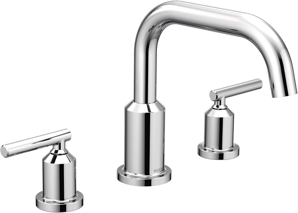 Moen Gibson Chrome Two-Handle Deck Mounted Modern Roman Tub Faucet, Valve Required, T961