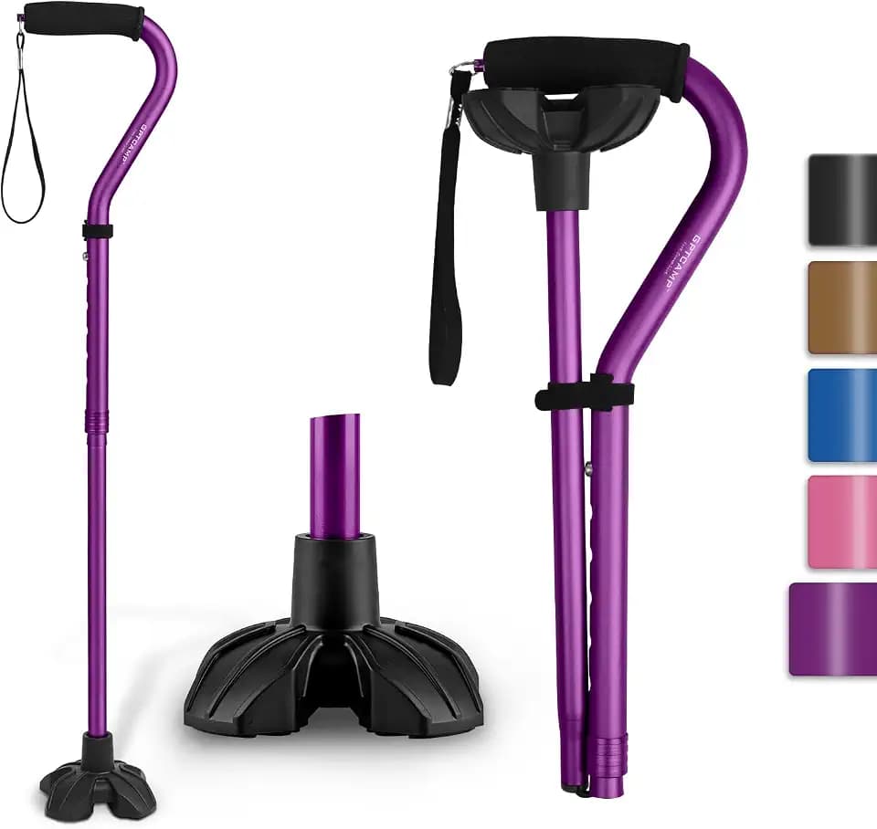 GPTCAMP Walking Cane Quad Base Self Standing 300lbs for Seniors