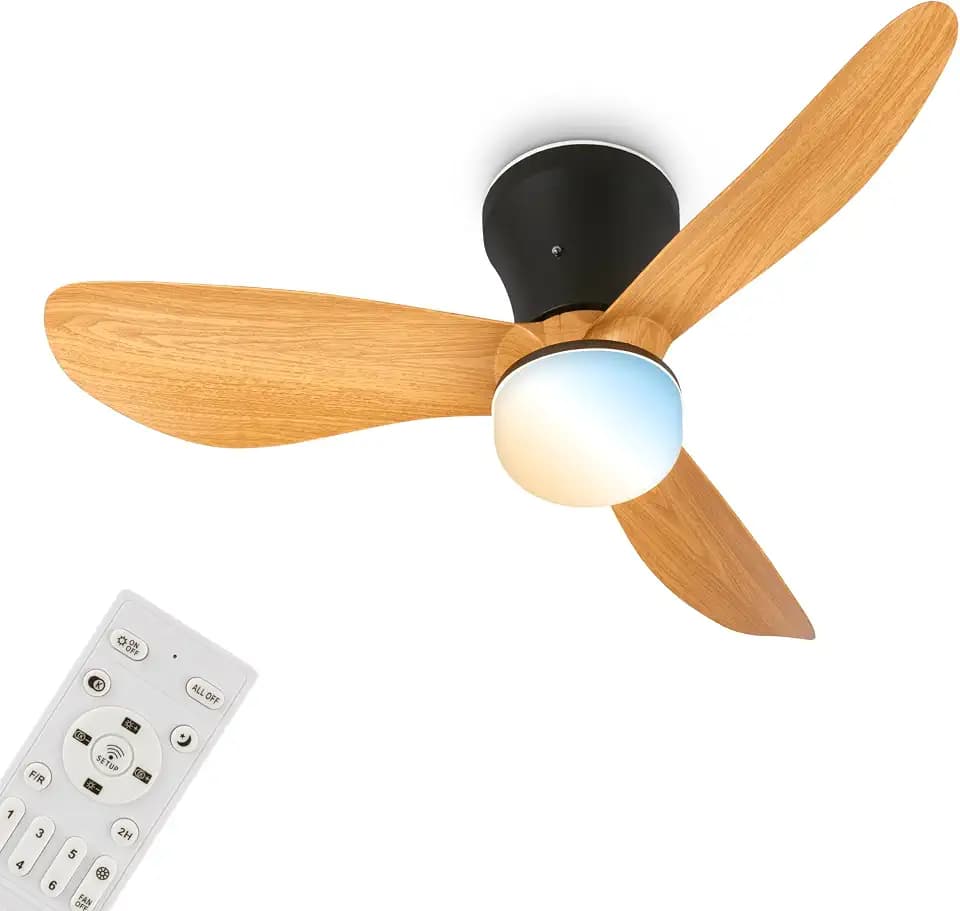 BRILONER - LED Deckenventilator mit Beleuchtung, Fernbedienung, Leiser DC-Motor, 3 Geschwindigkeiten, CCT, Dimmbar, Lampe mit Ventilator, Ventilator Deckenleuchte, Deckenlampe, 78x26 cm, Schwarz-Holz