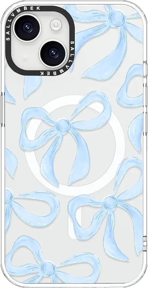 for iPhone 14 Case/iPhone 13 Case,Compatible with MagSafe,Cute Bow Design Print Pattern,Magnetic Shockproof Protective Mag Safe Clear TPU Bumper Phone Cases for Women Girls