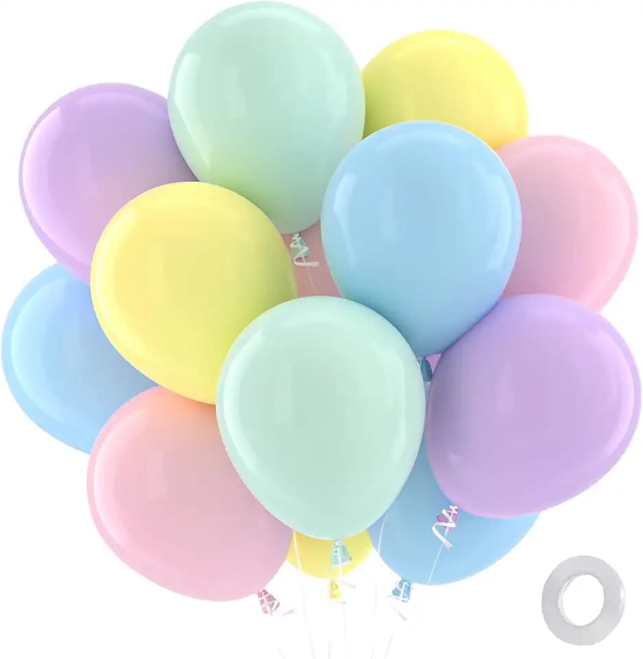 QIFU Luftballons Pastell - 100 Stück Luftballons Pastellfarben, Helium Ballons Pastell Bunte mit Macaron Ballons Rosa Blau Grün für Geburtstag Verlobung Babyparty Hochzeit Party Dekoration, 12 Zoll