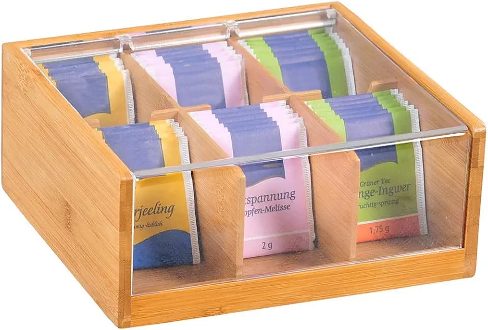 Kesper Teebox, Holz, braun, 22 x 21 x 9.5 cm