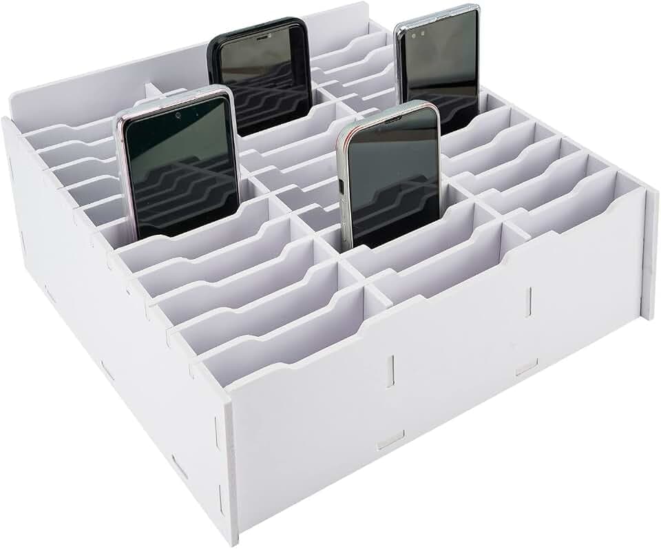 SANFURNEY 36 Slots Cell Phone Storage Box, Classroom Calculator Holder